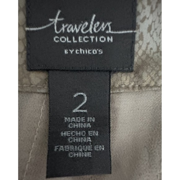 Travelers Collection Chicos sz 2 Beige silver Open Front Semi Sheer Jacket XL - Picture 5 of 8